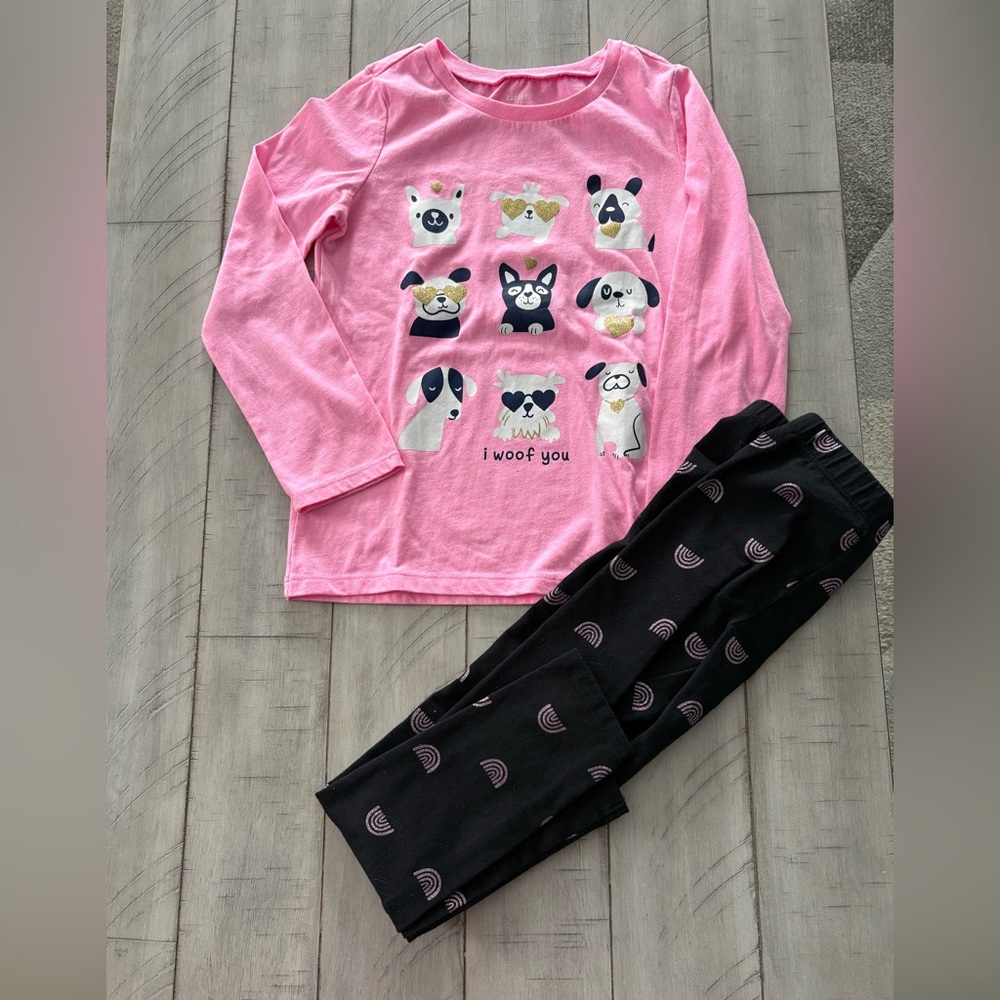 Cute Girls Bundle BCBG Girls Leggings And Carter’s Doggie Top Size 7